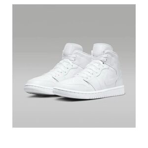 Air Jordan 1 Mid Triple White DV0991-111 Shoes Sneaker Women's Size 11 Mens 9.5